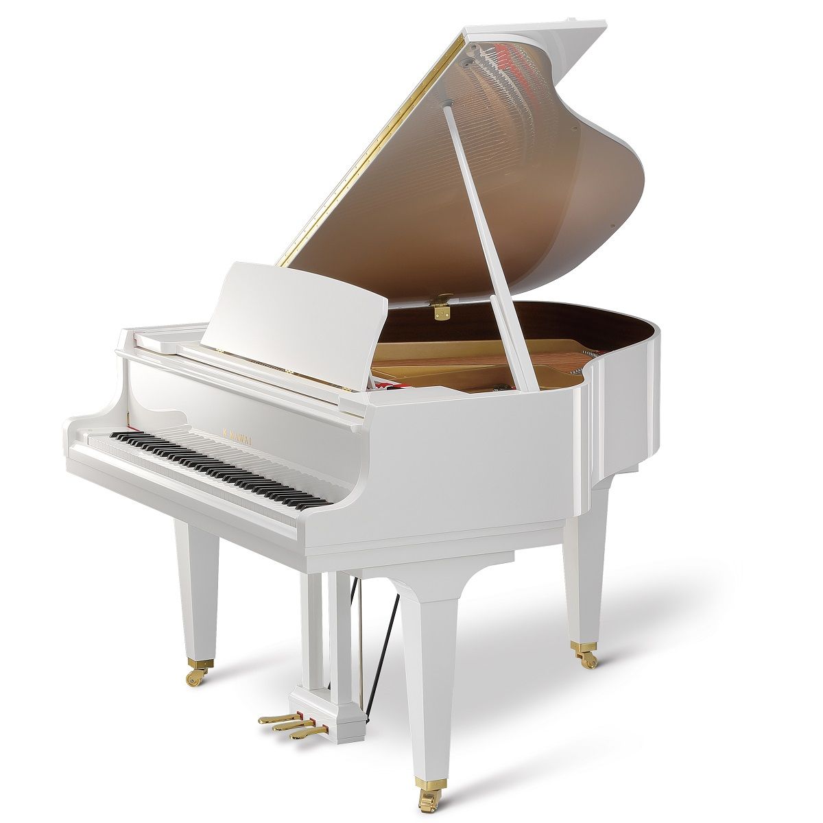 Kawai GL-20 WH/P рояль, длина 157 см, цвет белый полированный, банкетка в комплекте, Япония