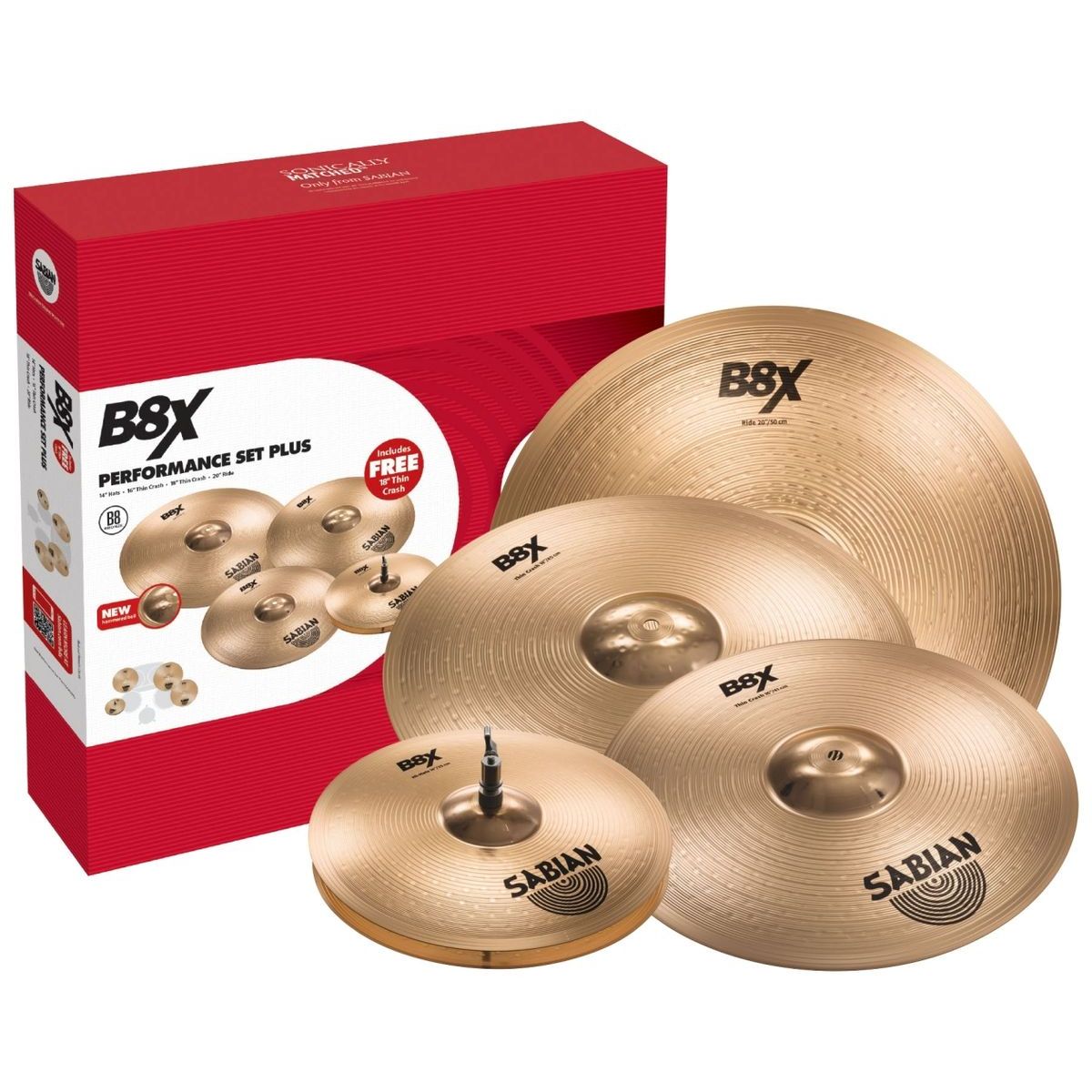 Sabian B8X Performance Set Plus набор тарелок (14" Hats, 16", 18" Thin Crash, 20" Ride)