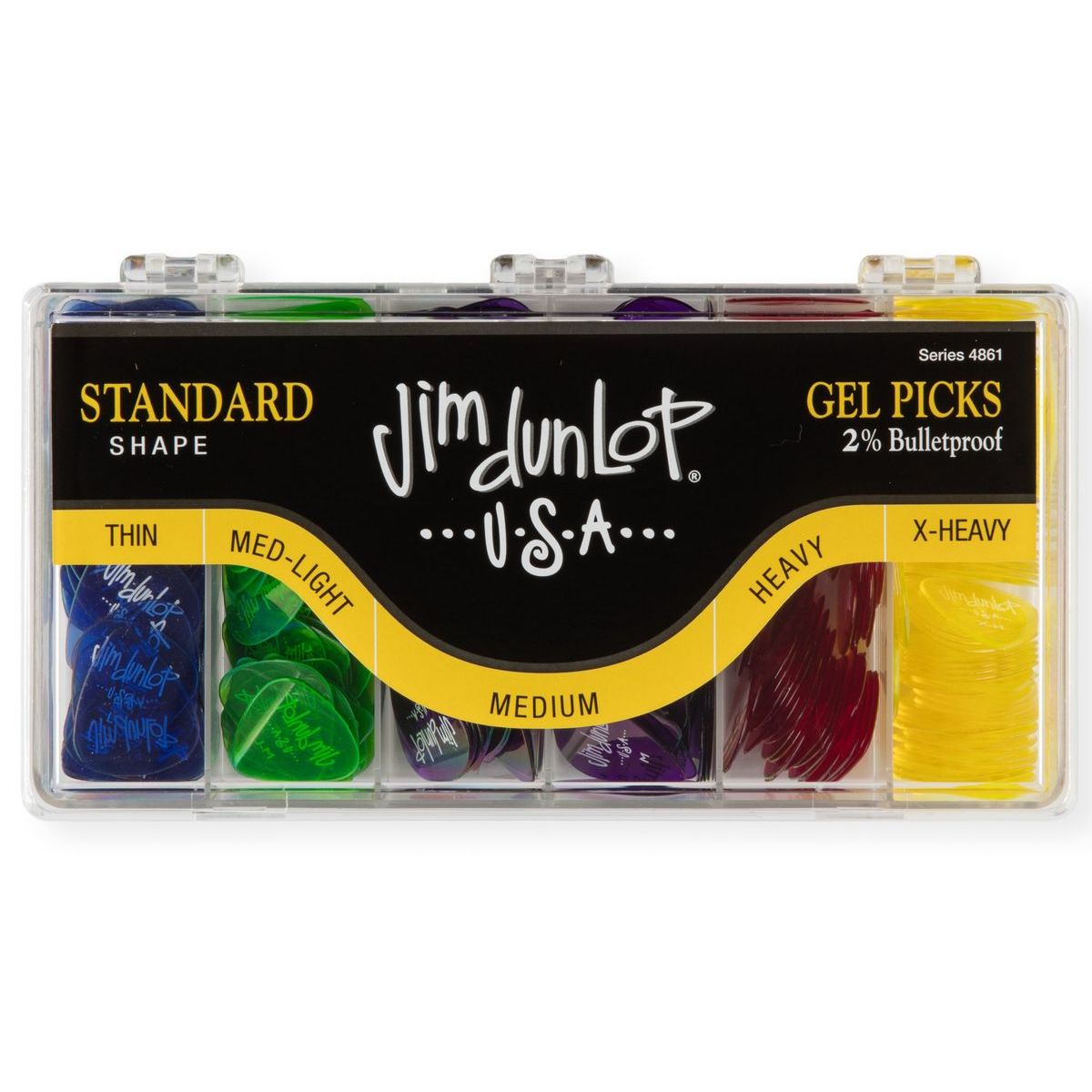 Dunlop 4861 Gels Display коробка с медиаторами, HV, LT, ML, XH - 72 шт., MD - 144 шт, 432 шт