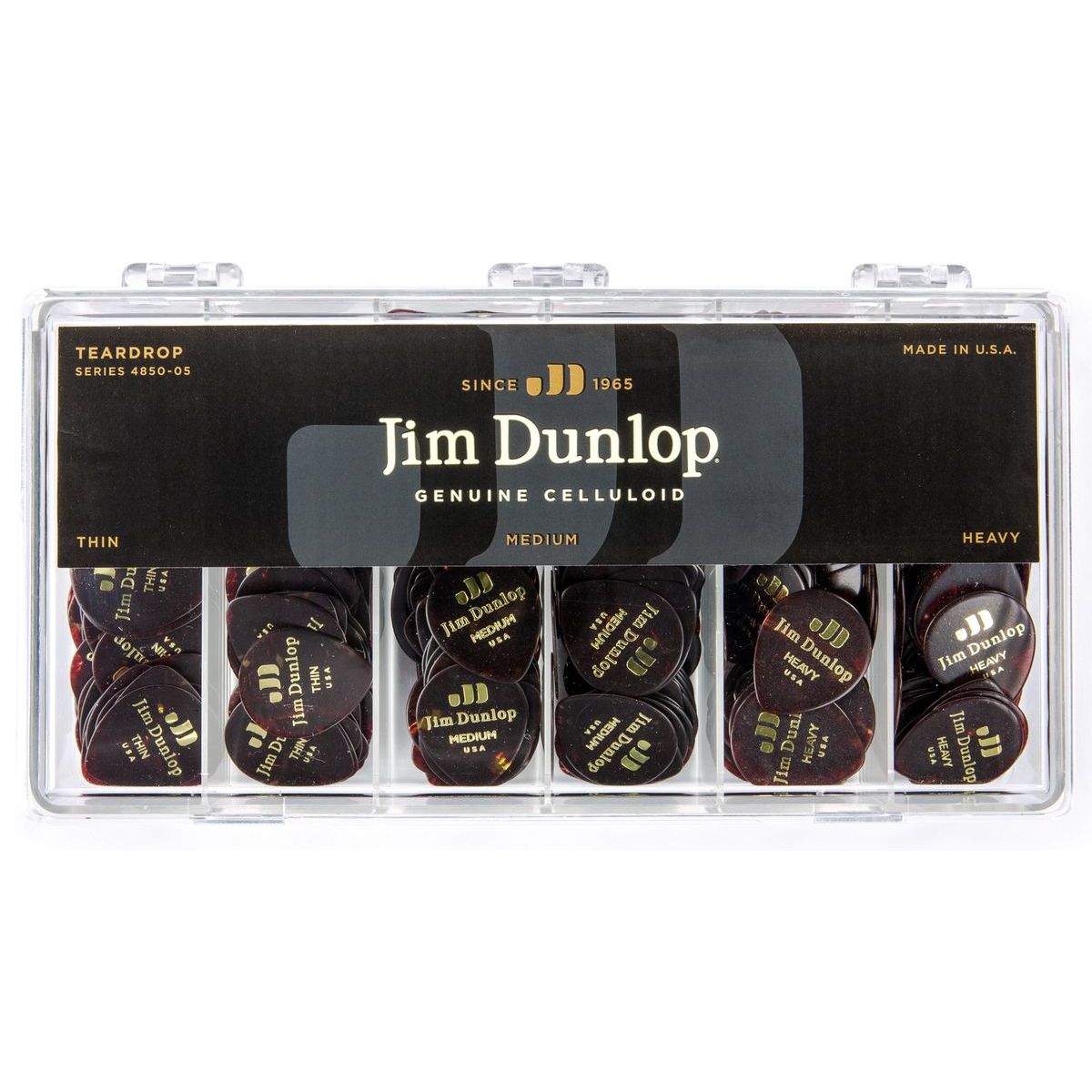 Dunlop 485005 Celluloid Shell Teardrop Display коробка с медиаторами, HV, MD, TH по 144 шт., 432 шт