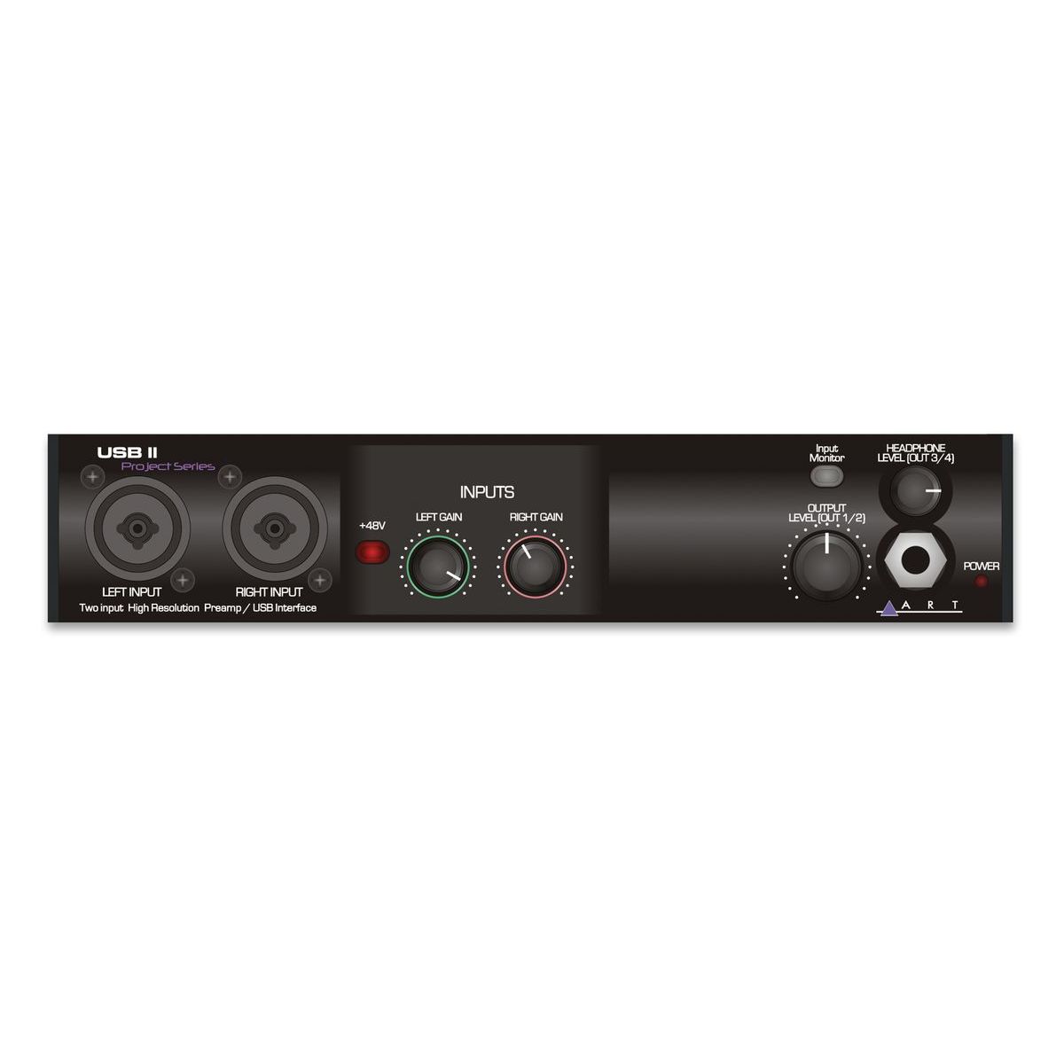 ART USB II аудио USB-интерфейс, 32бит/192кГц, 2in/2out, MIDI I/O , выход наушники