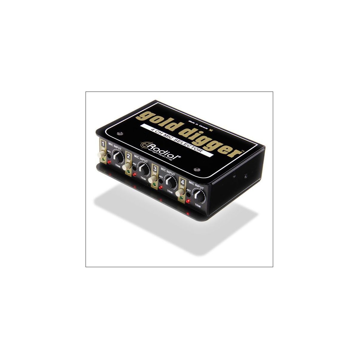 Radial Gold Digger (MS4) селектор микроф. сигнала, 4 XLR входа, 1 XLR выход