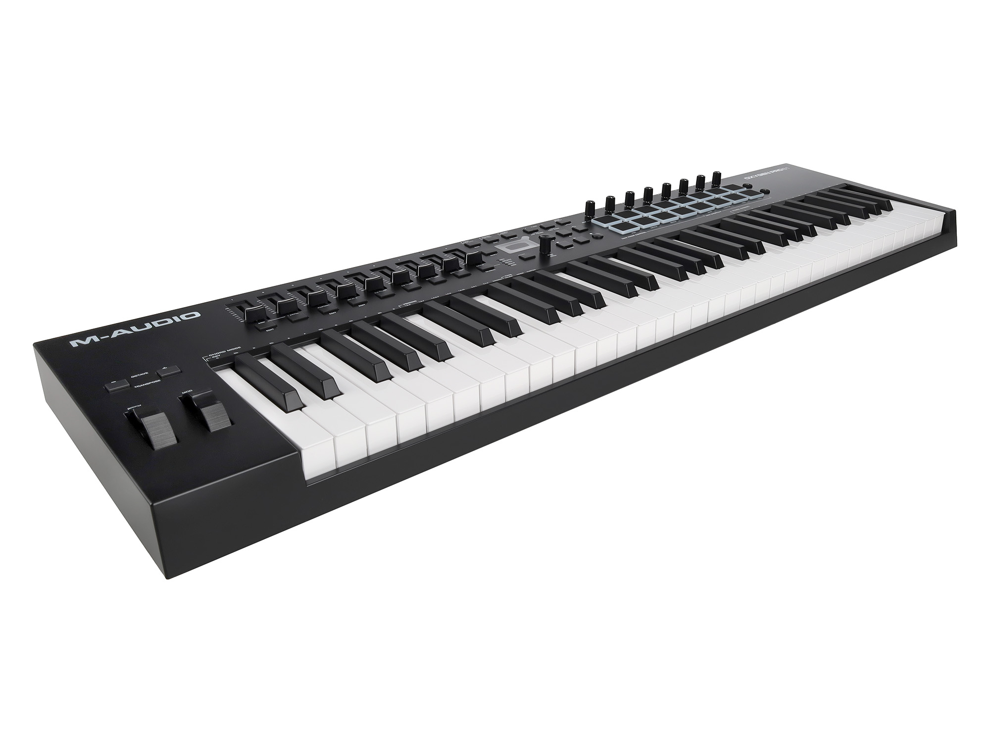 MIDI клавиатура [OXYGENPRO61] M-audio [Oxygen Pro 61] 61 клавиша, 8 энкодеров, 9 фейдеров, 16 пэдов, 12 кнопок управления, колеса высоты тона и модуляции, smart control, auto-mapping, встроен