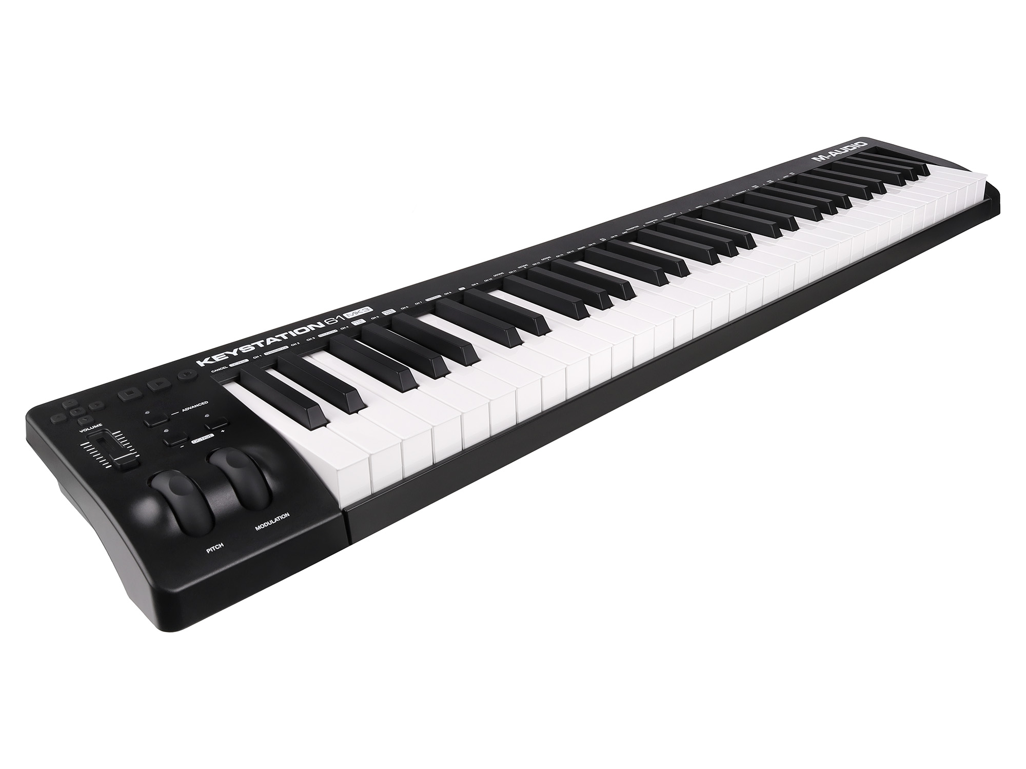 MIDI клавиатура [KEYSTATION61MK3] M-audio [Keystation 61 MK3] 61 клавиша, программируемый фейдер, 11 кнопок, 2 колеса (Pitch Bend и Modulation), вход Sustain педали, USB