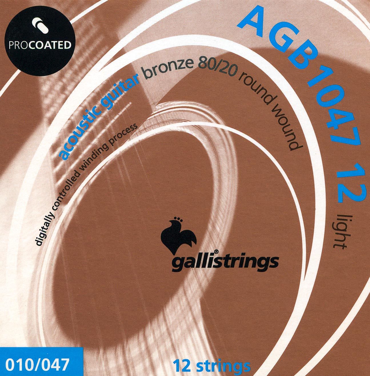 Комплект струн GALLI STRINGS [AGB1047-12] для 12-струнной акустической гитары, размер 10-47