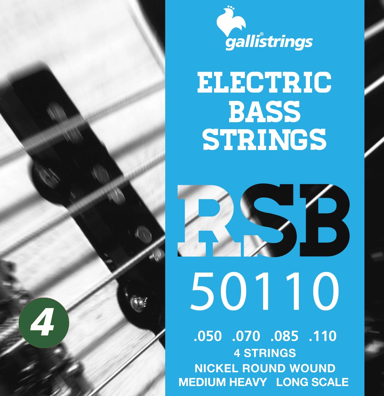 Комплект струн GALLI STRINGS [RSB50110] для бас-гитары, размер 50-110