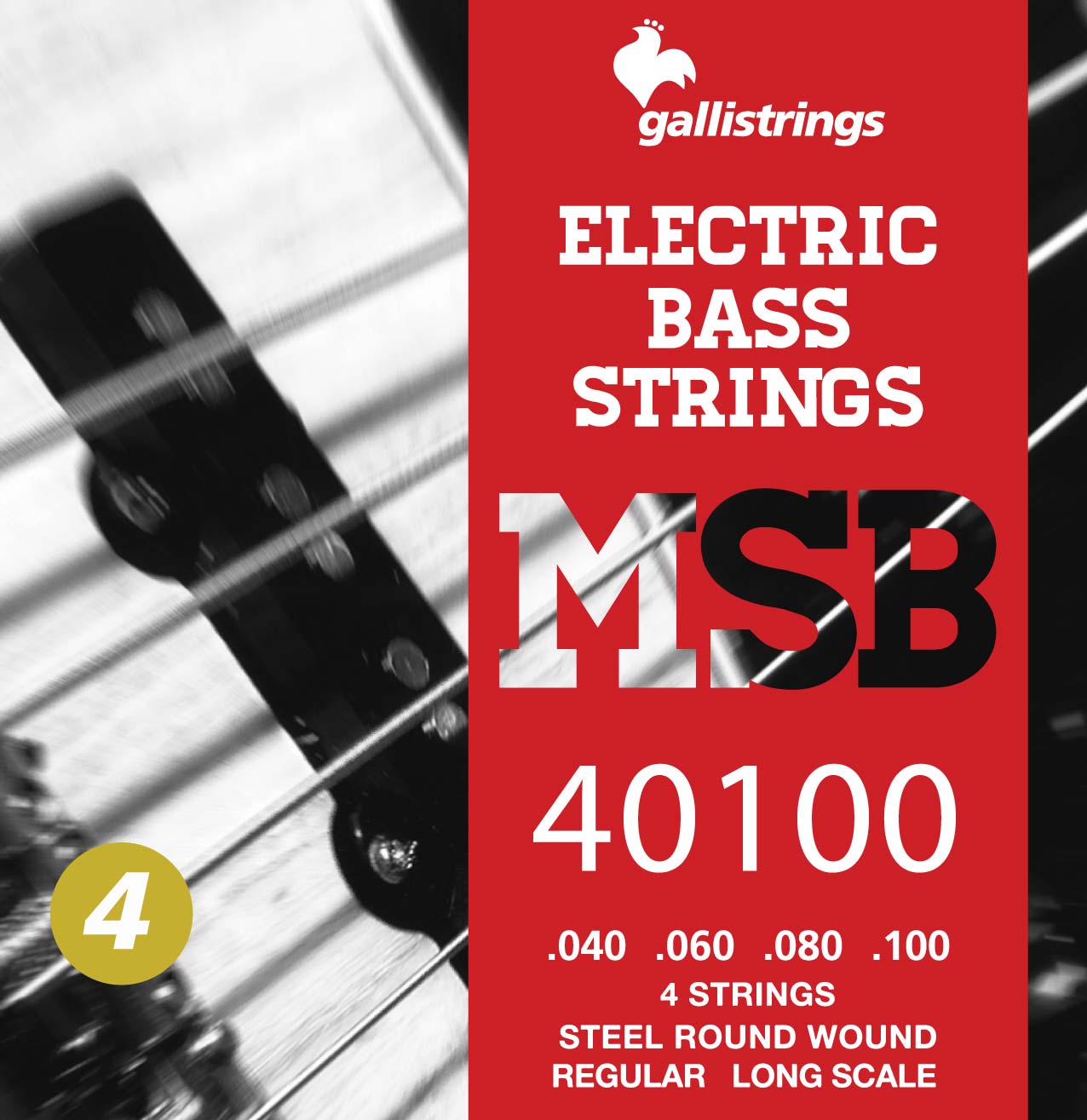 Комплект струн GALLI STRINGS [MSB40100] для бас-гитары, размер 40-100