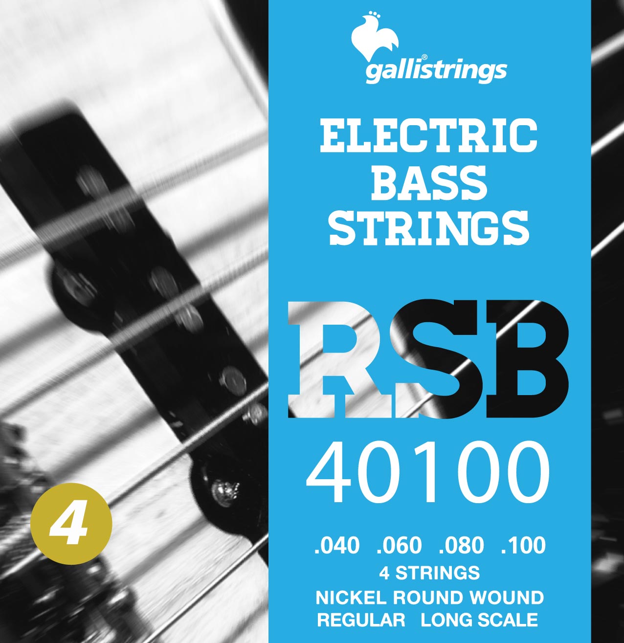 Комплект струн GALLI STRINGS [RSB40100] для бас-гитары, размер 40-100
