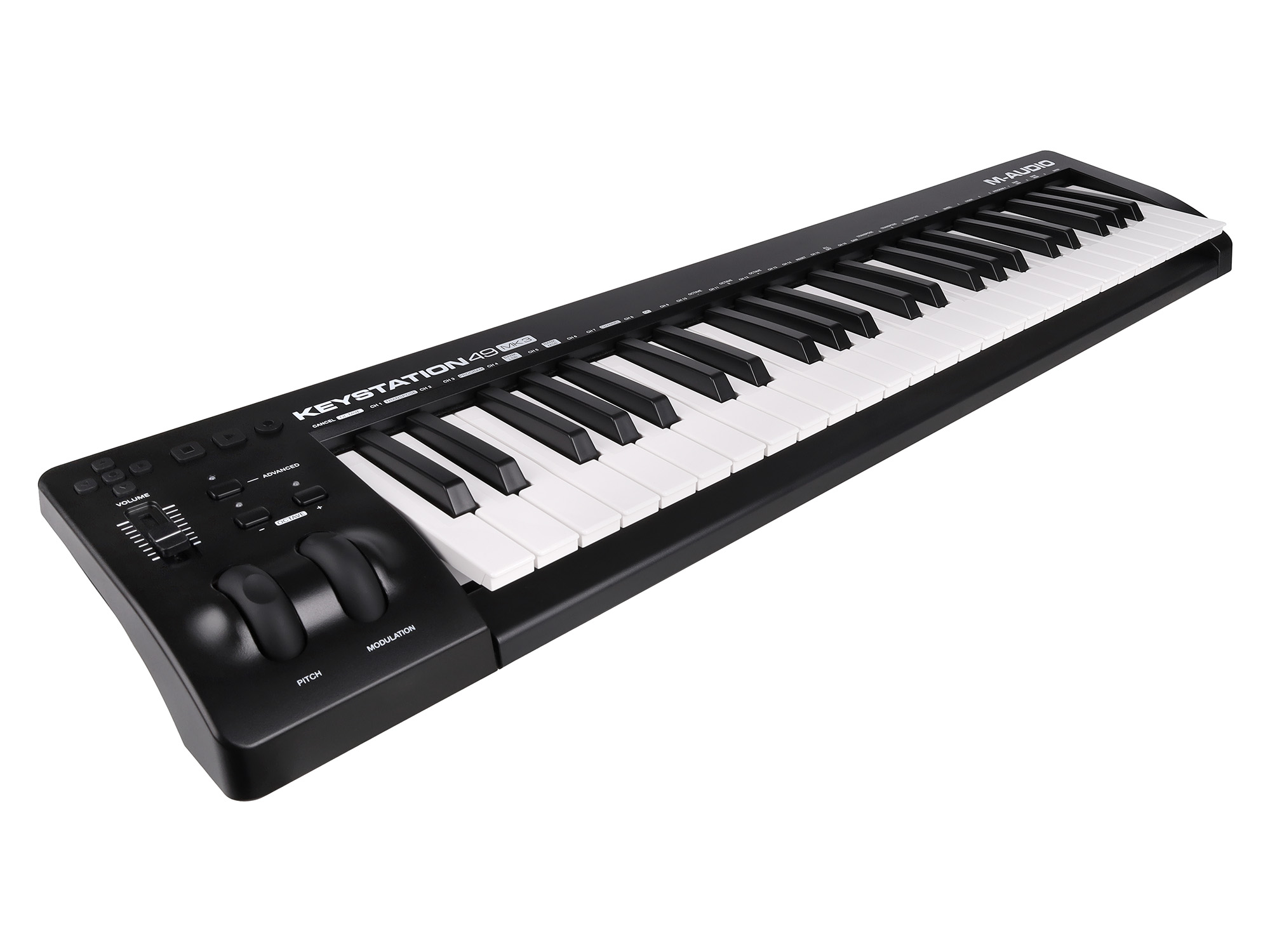 MIDI клавиатура [KEYSTATION49MK3] M-audio [Keystation 49 MK3] 49 клавиш, программируемый фейдер, 11 кнопок, 2 колеса (Pitch Bend и Modulation), вход Sustain педали, USB