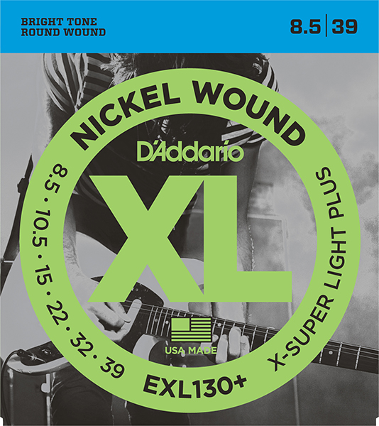 EXL130+ Nickel Wound Комплект струн для электрогитары, Extra-Super Light Plus, 8.5-39, D'Addario EXL130+ Nickel Wound Комплект струн для электрогитары, Extra-Super Light Plus, 8.5-39, D'Addario