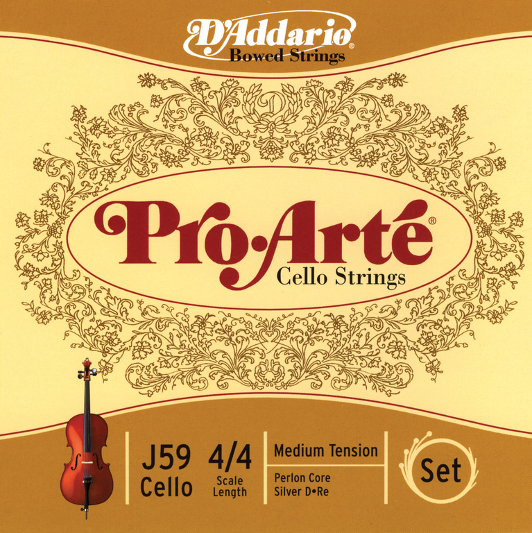 J59-4/4M Pro-Arte Комплект струн для виолончели размером 4/4, среднее натяжение, D'Addario J59-4/4M Pro-Arte Комплект струн для виолончели размером 4/4, среднее натяжение, D'Addario