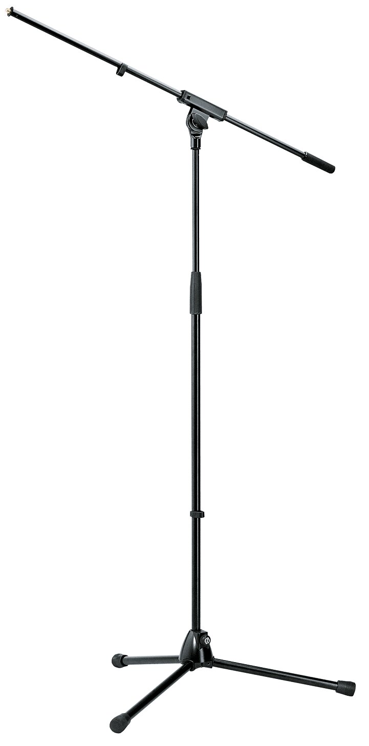 Микрофонная стойка "журавль" K&M [21060-300-55] высота от 925 до 1630 мм, длина стрелы 805 мм, длинные ножки, металлические узлы, складная конструкция, материал стойки - сталь, цвет черный