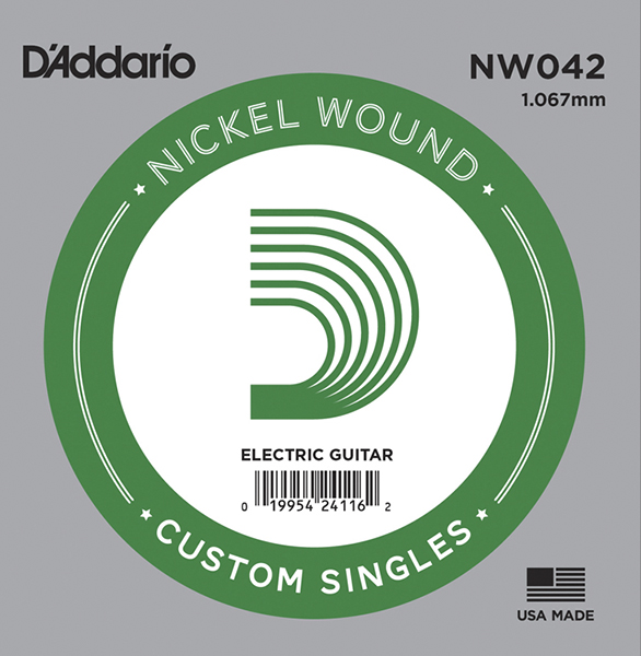 NW042 Nickel Wound Отдельная струна для электрогитары, .042, D'Addario NW042 Nickel Wound Отдельная струна для электрогитары, .042, D'Addario