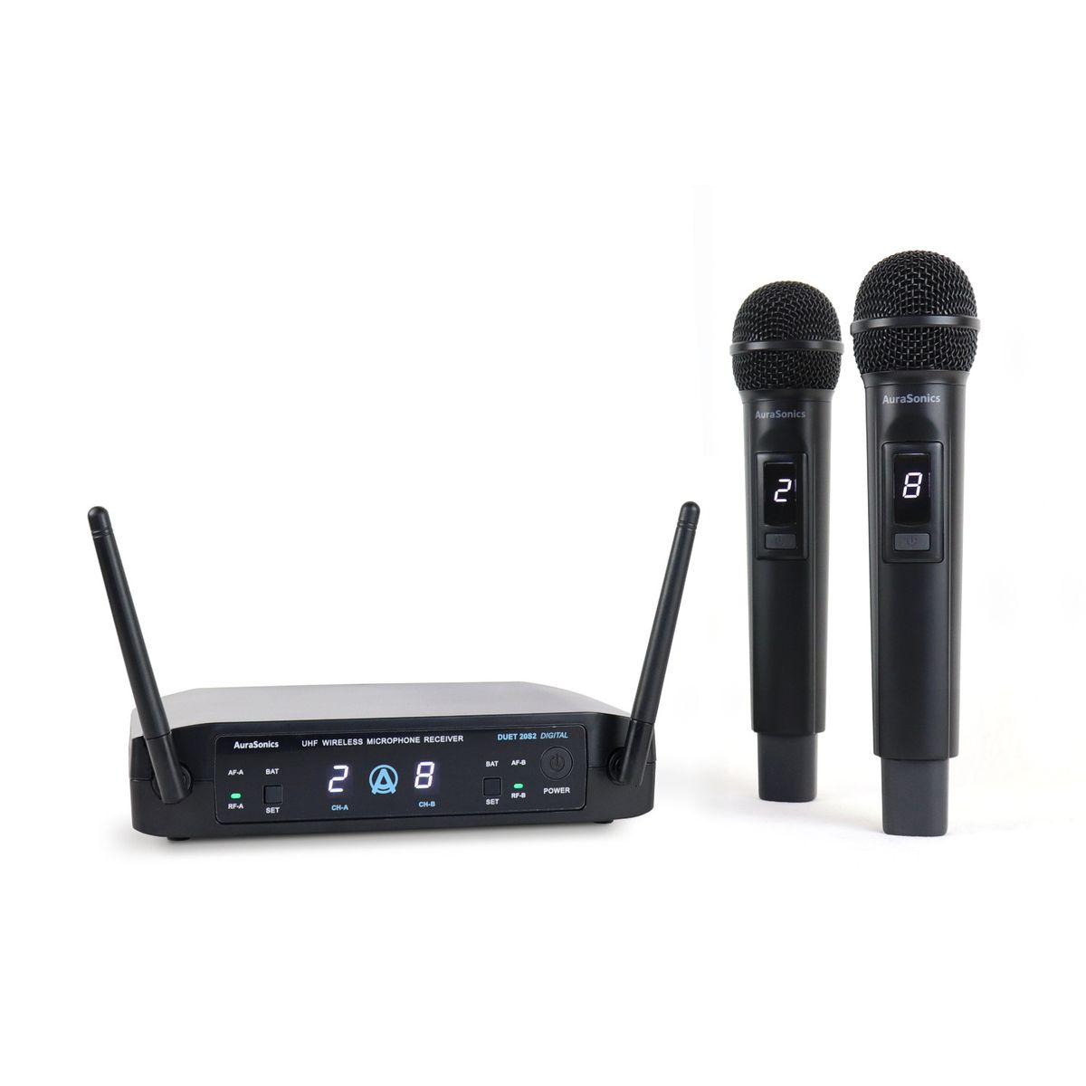 AuraSonics Duet 20S2 Digital цифровая радиосистема с 2 ручными передатчиками, 8 каналов, pi/4-DQP м AuraSonics Duet 20S2 Digital цифровая радиосистема с 2 ручными передатчиками, 8 каналов, pi/4-DQP м