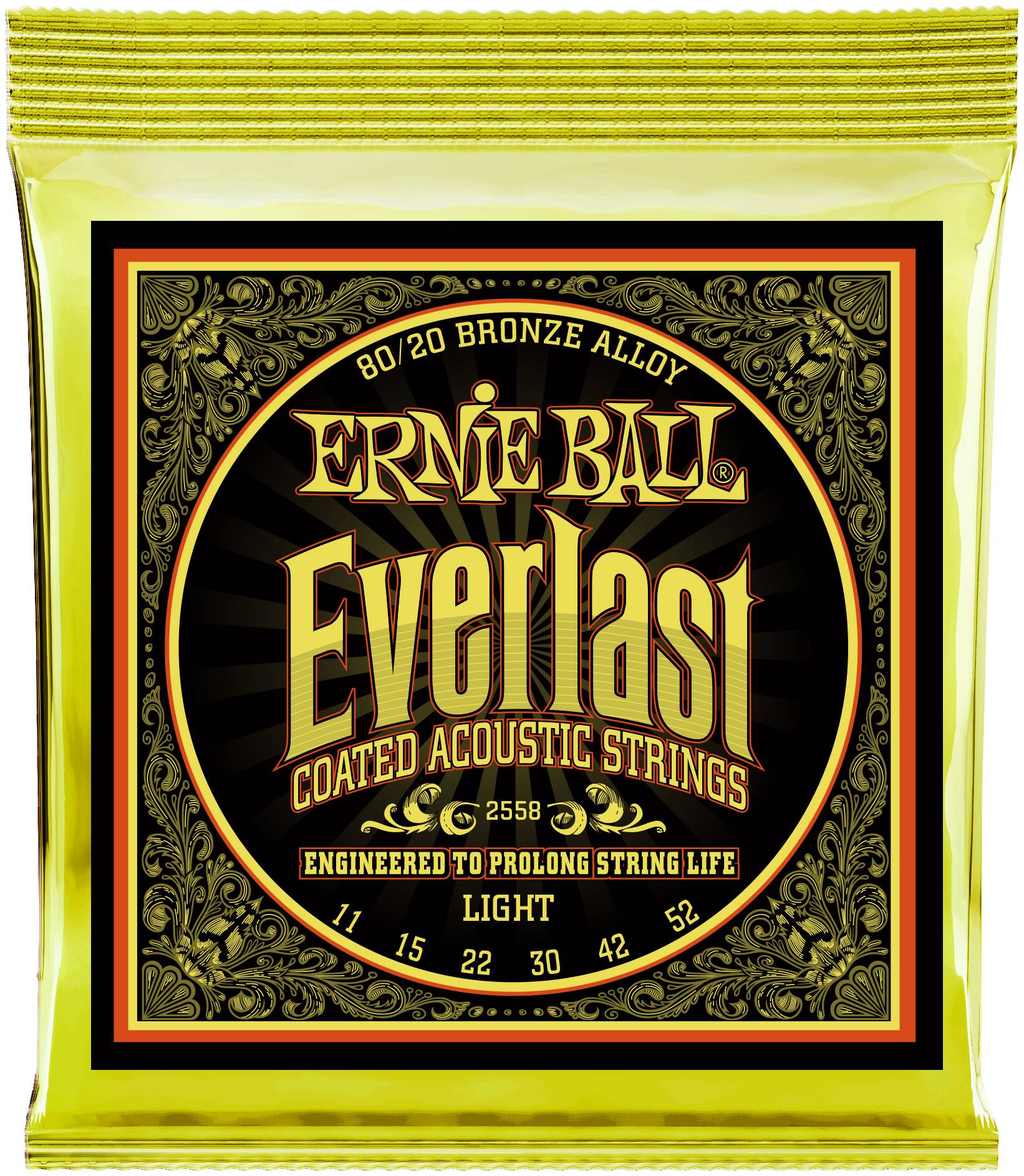 ERNIE BALL 2558 Everlast Coated 80/20 Bronze Light 11-52 - Струны для акустической гитары