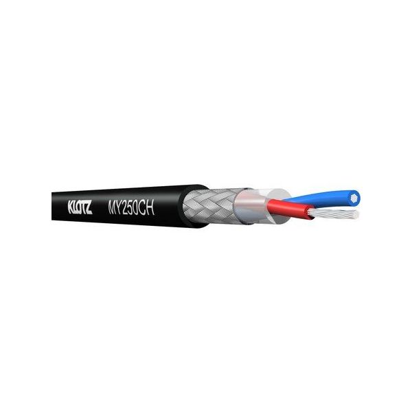 Klotz MY250CH Микрофонный кабель огнестойкий, 6 мм, 2x0,5 мм, плетенный анодированный экран, черный